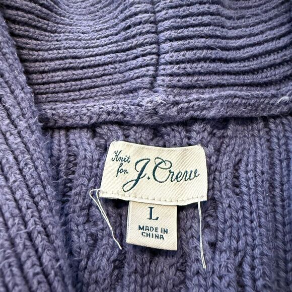 J. Crew Cotton Cable knit Shawl Collar Sweater Size L - Picture 15 of 15